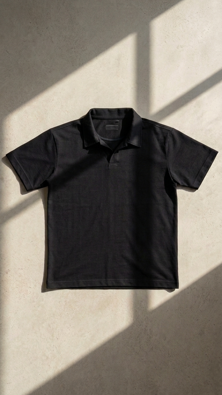 Oversized Black Polo T-shirt Heavy weighted