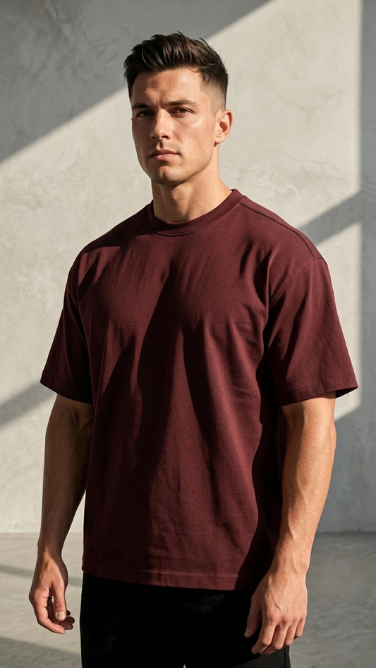Oversized Burgundy T-shirt Heavy weighted