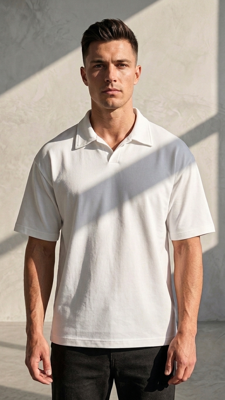Oversized Off-white Polo T-shirt Heavy weighted
