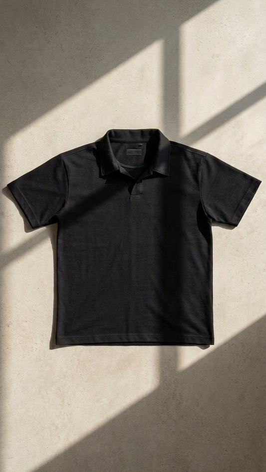 Oversized Black Polo T-shirt Heavy weighted
