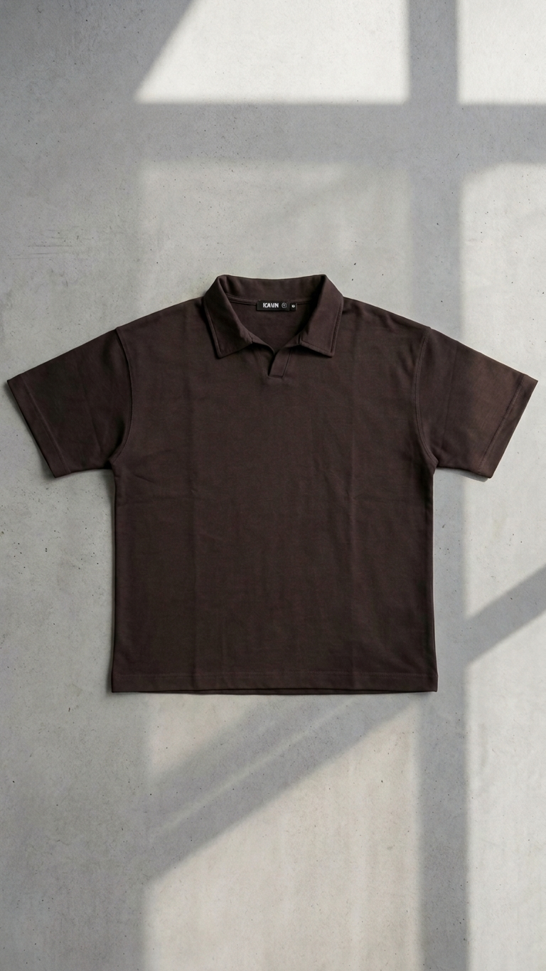 Oversized Brown Polo T-shirt Heavy weighted